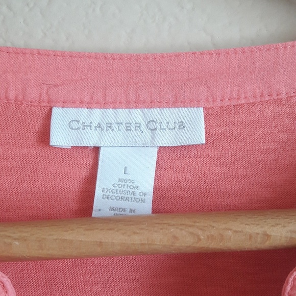 ❌SOLD❌Charter Club Coral Embroided Tunic Top - Picture 4 of 4